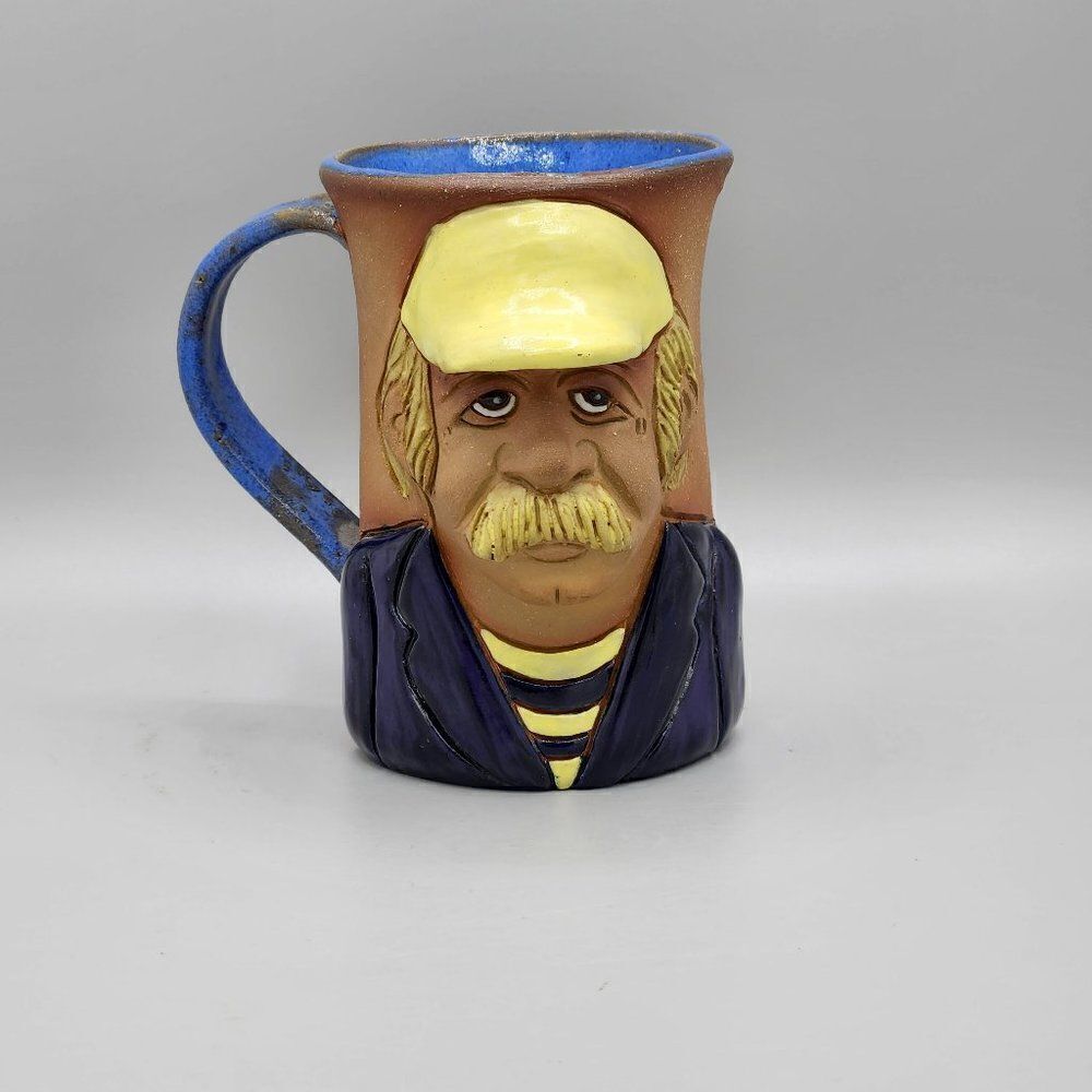 Studio Art A&A Pottery Mug Coffee Cup Clay Face 5 inch Man Bust